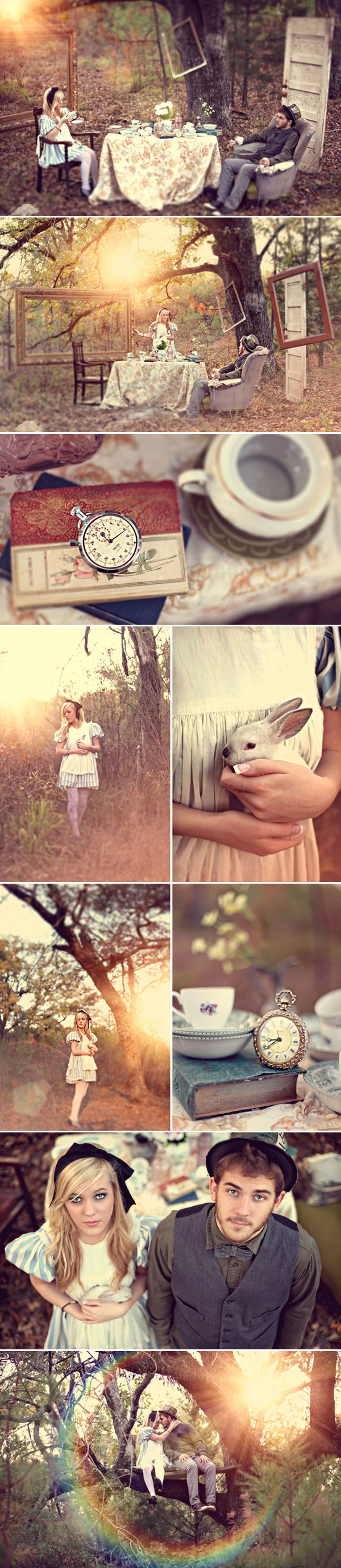 Alice in Wonderland engagement photo