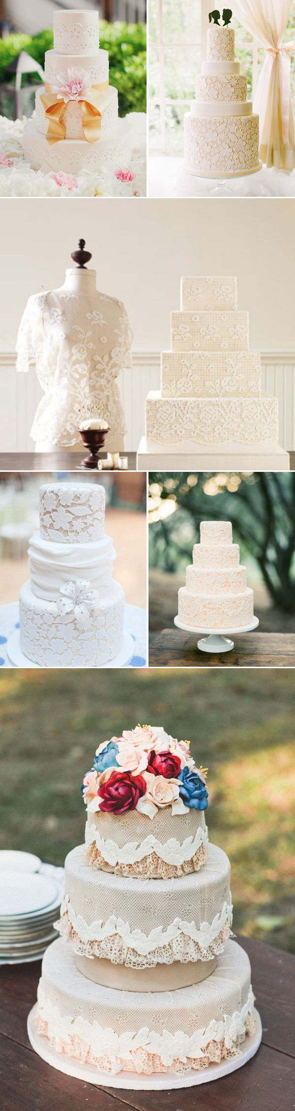 lace wedding cakes-white