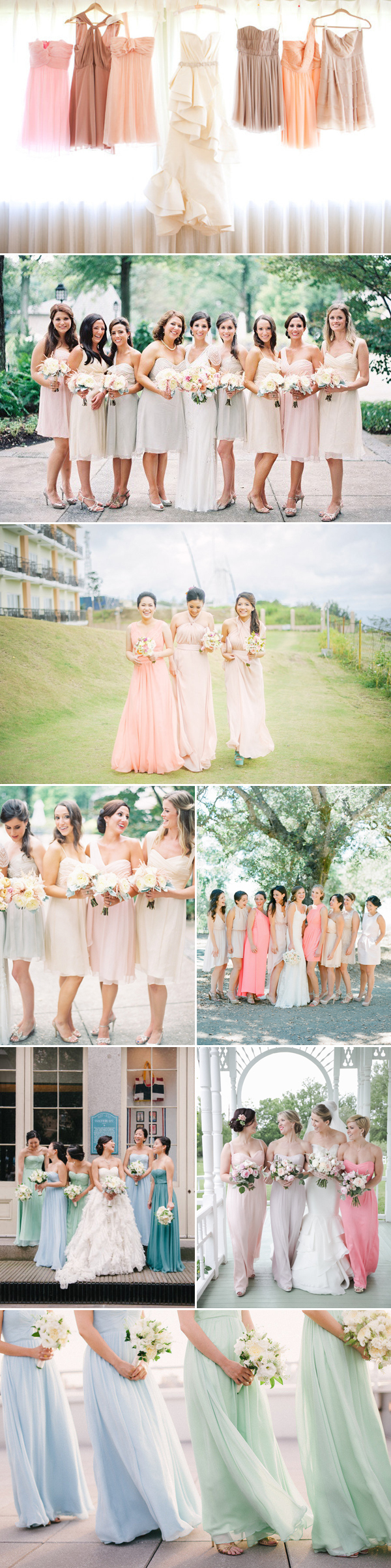 pastel mismatched bridesmaid dresses