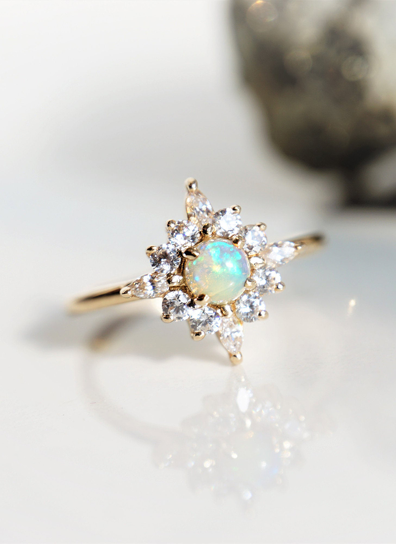 Skylar Opal Diamond Halo Ring